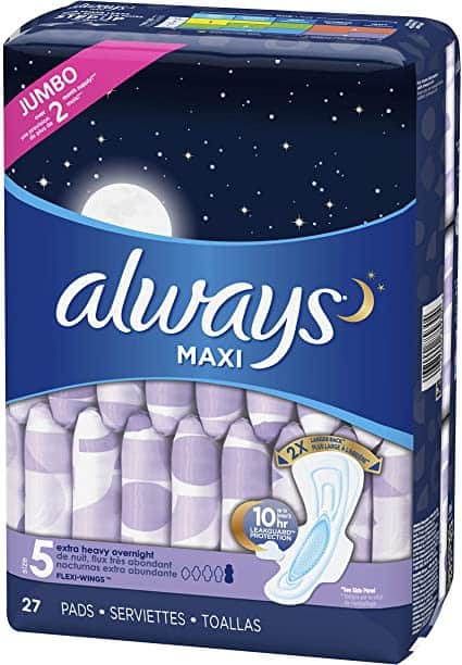 Always® Maxi Extra Heavy Overnight Pads with Wings 