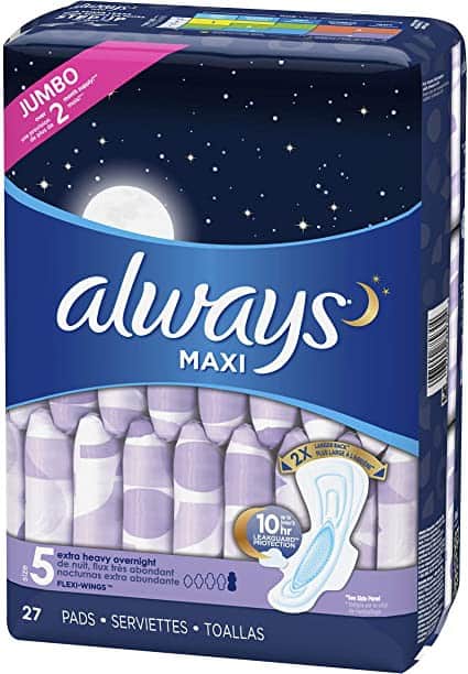 Always Maxi Extra Heavy Overnight Pads With Wings - Size 5 - 27ct : Target