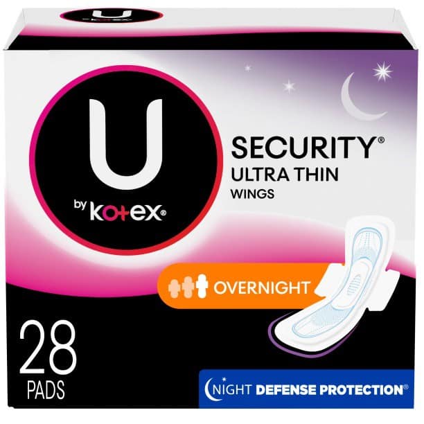 U By Kotex Ultra Thin 14-Count Overnight Maxi Pads With Wing